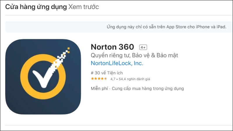 Ứng dụng Norton cho iPhone